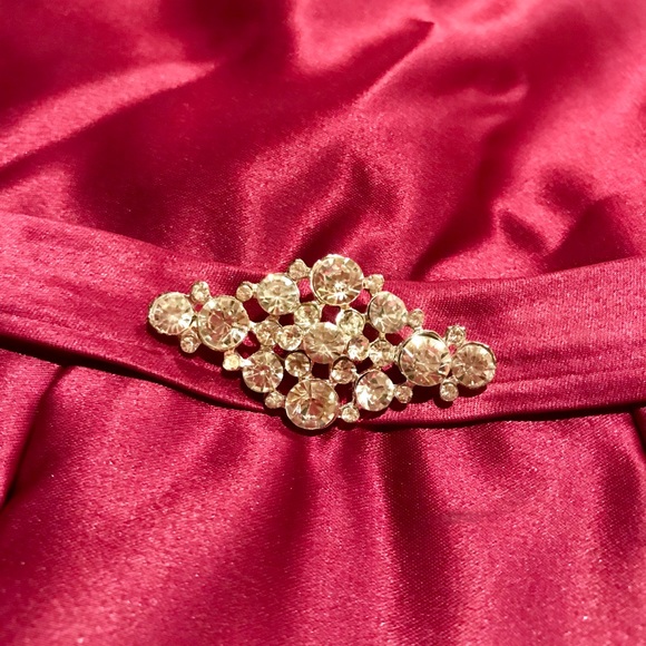 Girls Plum Satin Dress Size 12 - Picture 2 of 3